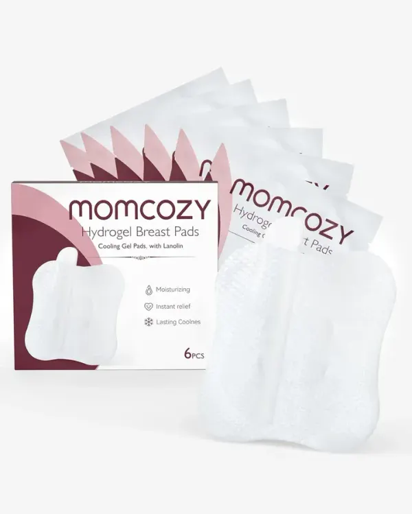 Momcozy Hydrogel Nipple Pads with Soothing Lanolin - 6pc