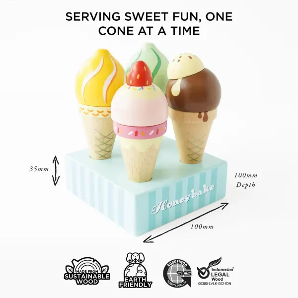 Le Toy Van Wooden Ice Cream Cones Set 2