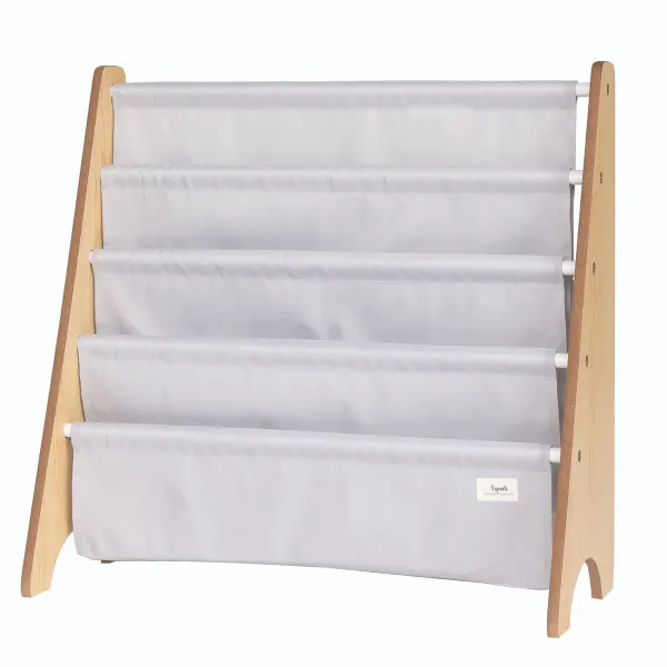 3 Sprouts Light Gray Recycled Fabric Book Rack