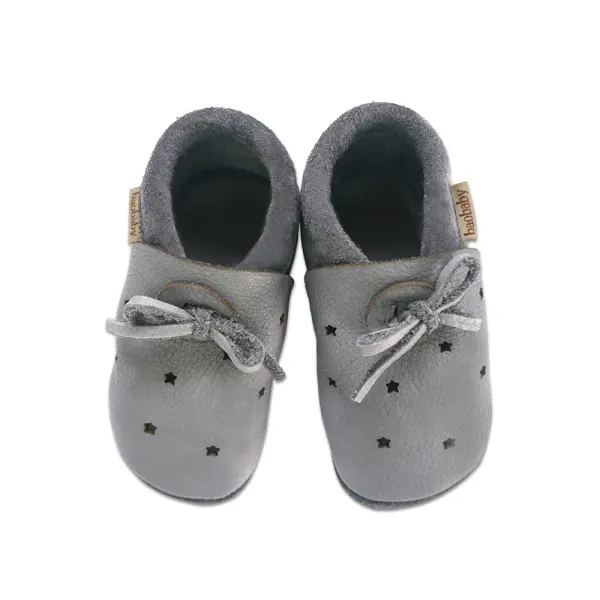 Baobaby Soft Sole Baby Shoes, Sandals, Stars grey 2