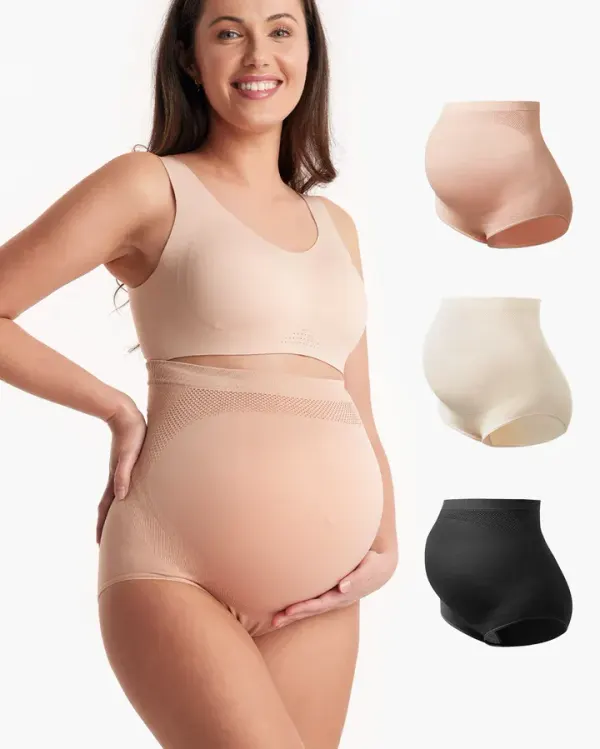 Momcozy High Waist Pregnancy Seamless Soft Belly Support Panties 3 pack