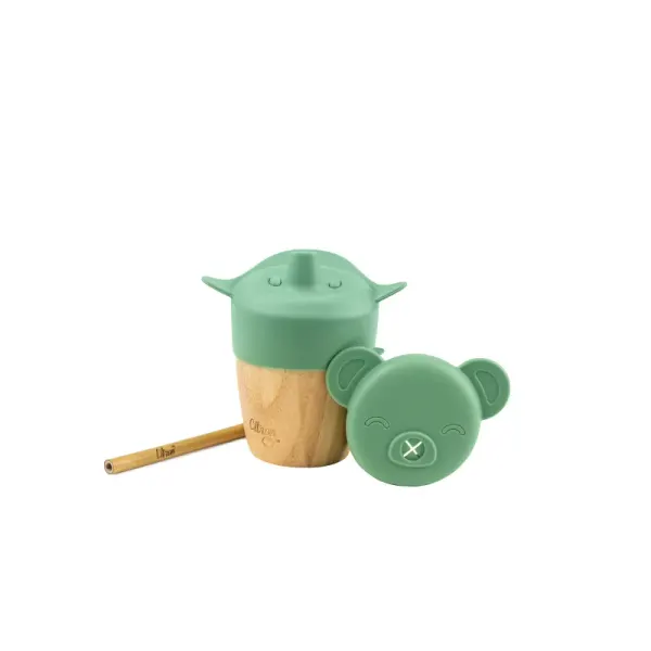 CITRON Bamboo Cup - lid and straw - Green