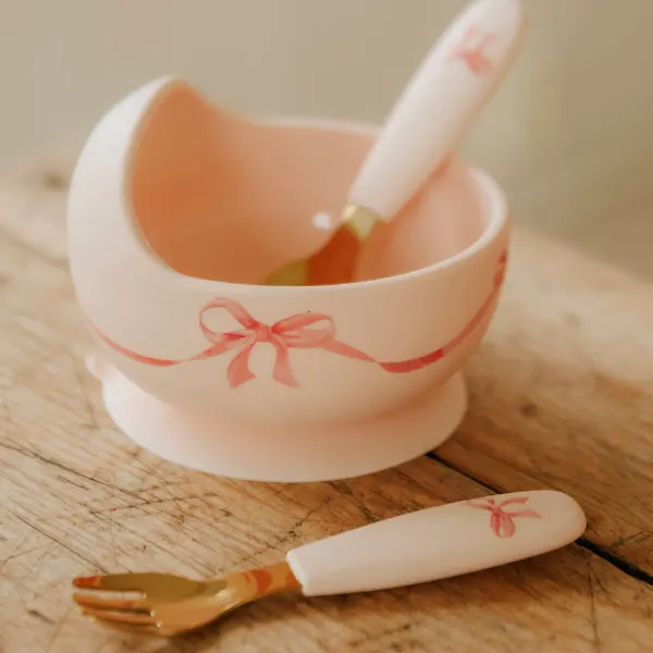 ELODIE - Silicone Bowl Set - Rosy Bow 2