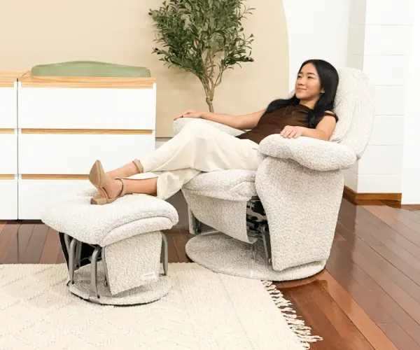 Babyhood Vogue Feeding Glider Chair & Ottoman Boucle Cream 2