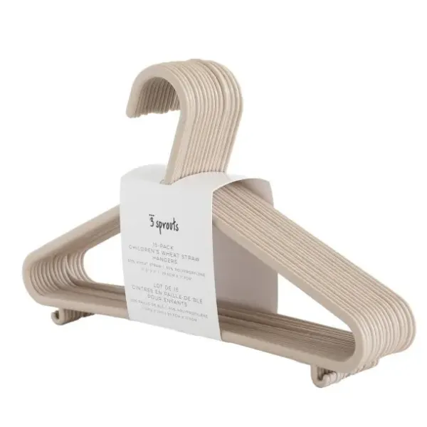 3 Sprouts speckled beige wheat straw hangers (15 per set)