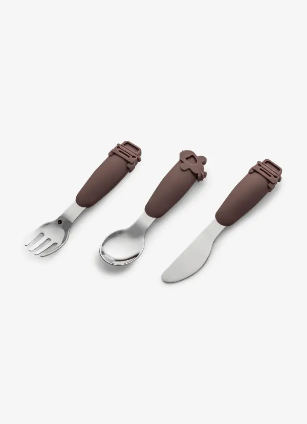 CITRON Silicone Cutlery Set with Pouch - Vehicles - Plum 2