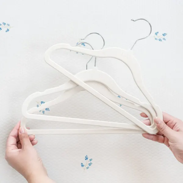 3 Sprouts Beige Velvet Non Slip Hangers (15 per set) 2