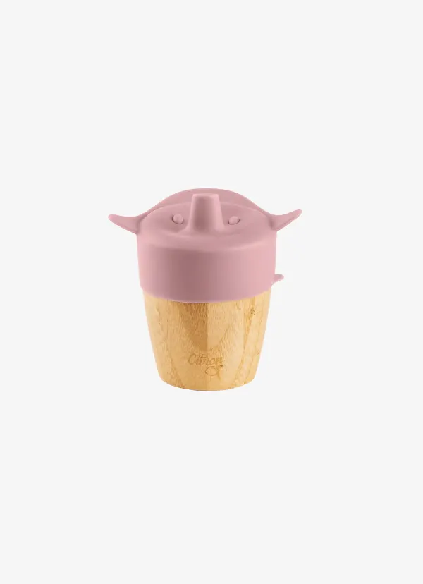 CITRON Bamboo Cup - lid and straw - Blush Pink 2
