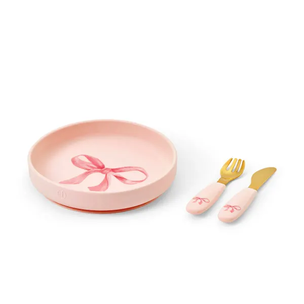 ELODIE - Silicone Plate Set - Rosy Bow
