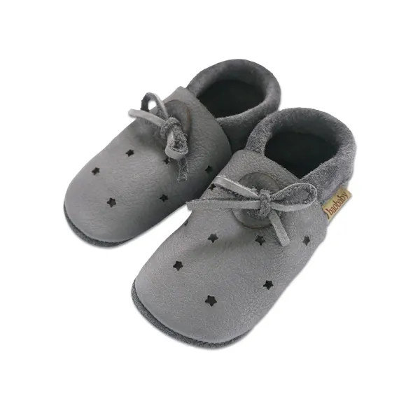 Baobaby Soft Sole Baby Shoes, Sandals, Stars grey