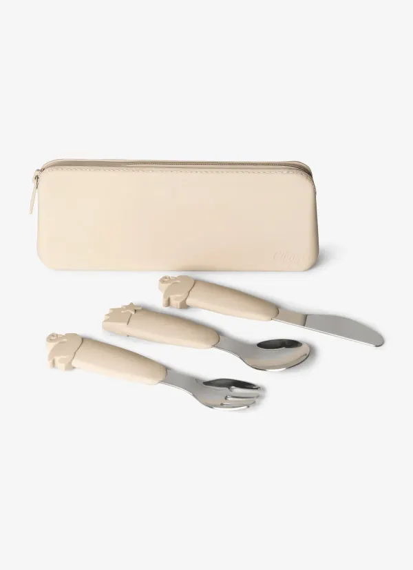CITRON Silicone Cutlery Set with Pouch - Ballerina - Beige