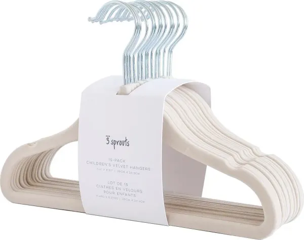 3 Sprouts Beige Velvet Non Slip Hangers (15 per set)