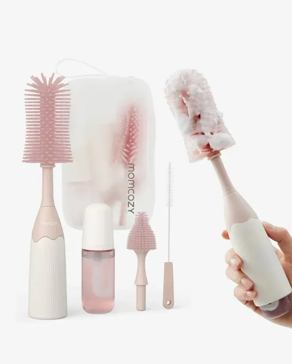 Momcozy Innovative Push-Press Design Bottle Brush Kit Pink 2