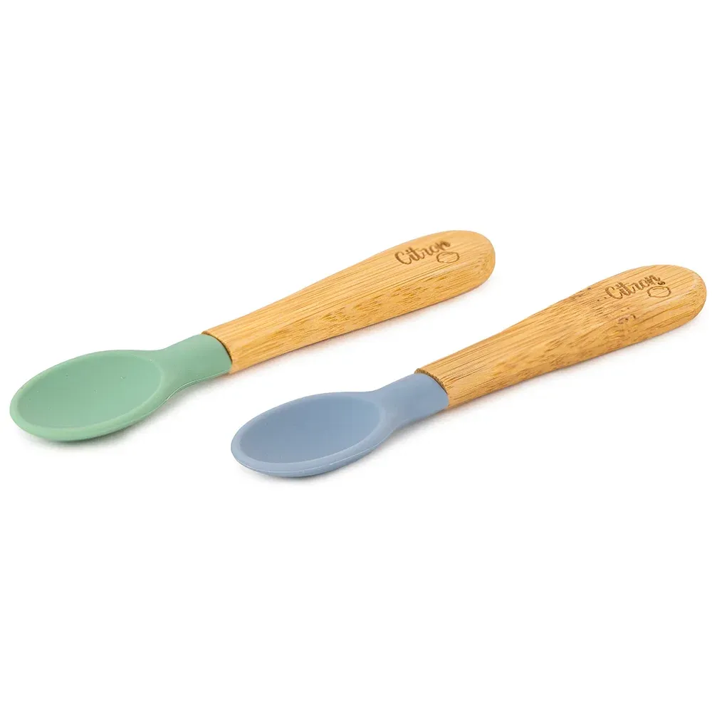 CITRON Organic Bamboo Spoons - set of 2 - Dusty Blue & Green CITRON Organic Bamboo Spoons - set of 2 - Dusty Blue & Green