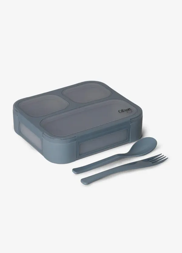 Citron Bento LunchBox with Fork & Spoon - Dusty Blue 2