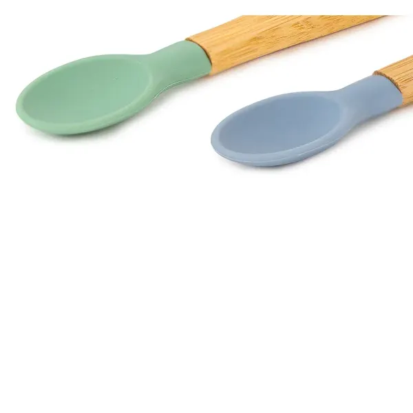CITRON Organic Bamboo Spoons - set of 2 - Dusty Blue & Green 2