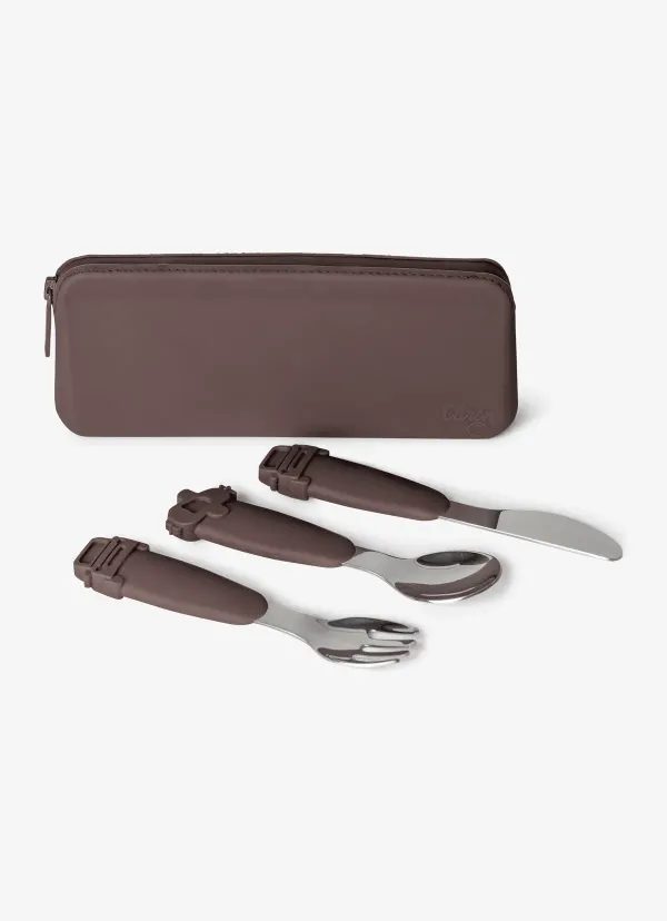 CITRON Silicone Cutlery Set with Pouch - Vehicles - Plum