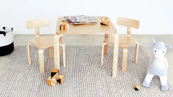 Babyhood Scandi Playing Table & Chairs Natural Wood 2