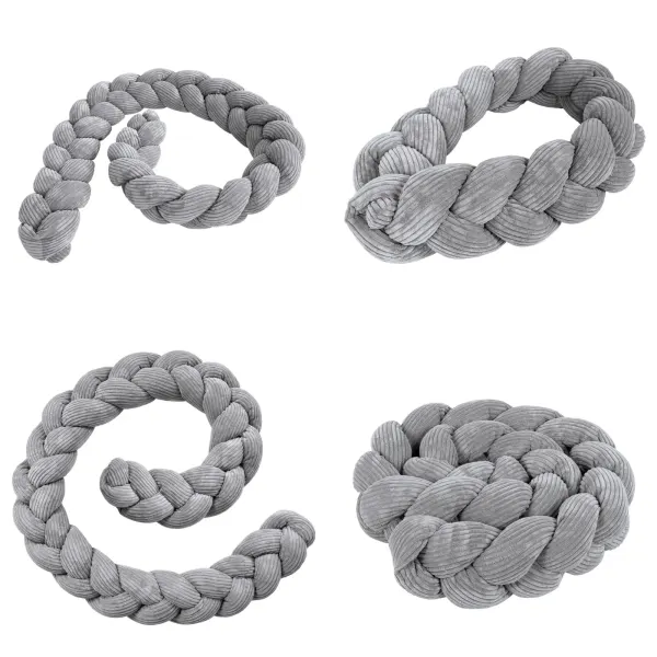 MeowBaby® Crib Bumper Braid Aesthetic Grey, size L (300cm) 2