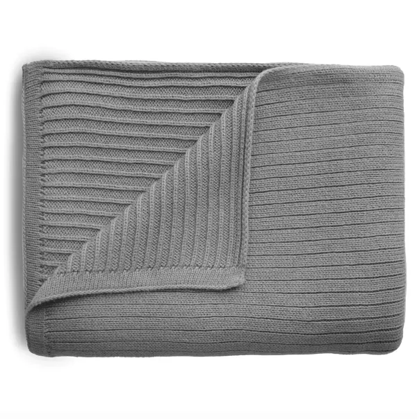 Mushie Knitted Ribbed Baby Blanket (Grey) Mushie Knitted Ribbed Baby Blanket (Grey)