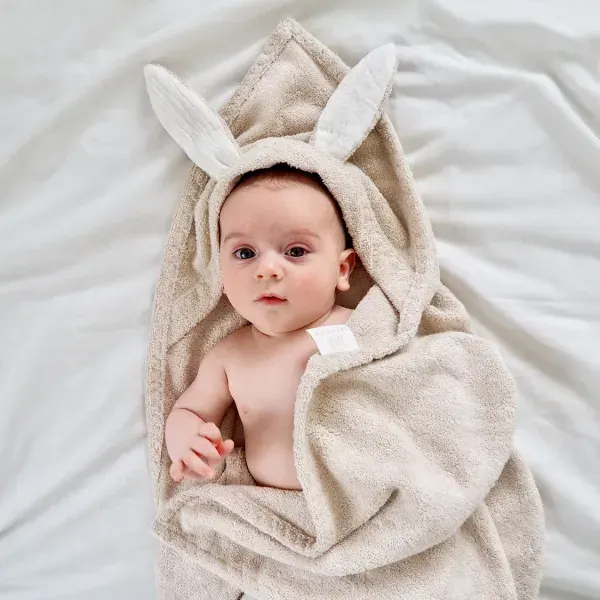 MAYLILY Bamboo Baby Towel Bunny Beige 2