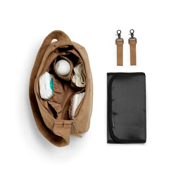 ELODIE - Luxury Suede Changing Bag Moon Bag - Caramel Brown 2