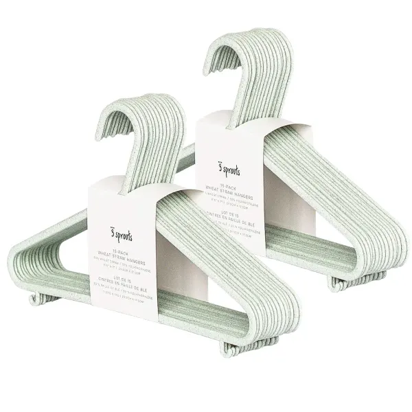 3 Sprouts sage speckels wheat straw hangers (15 per set)