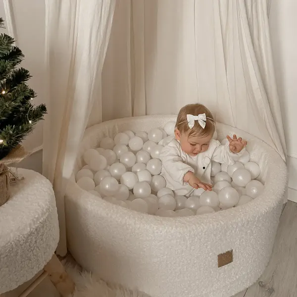 MeowBaby® Luxury Corduroy Round Ball Pit - Marshmallow 2