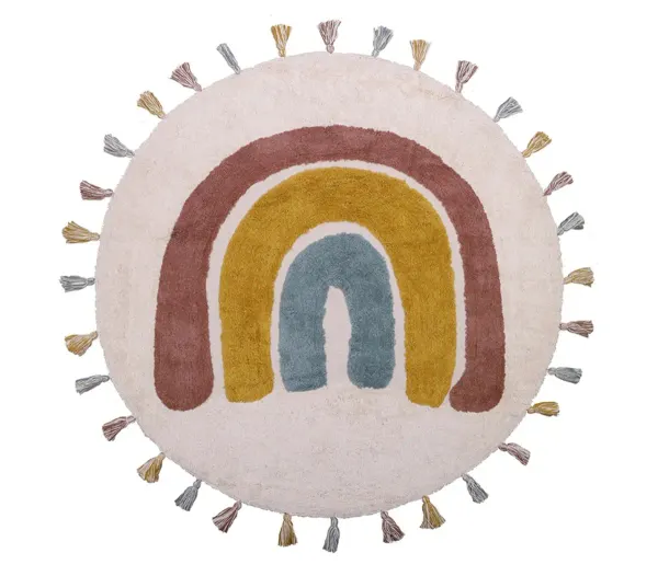 Nattiot Childrens Rainbow Rug with tassles
