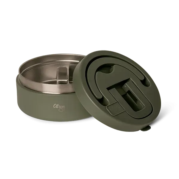 CITRON Triple Wall Insulated Food Jar 400ml with Divider - Khaki Green 2