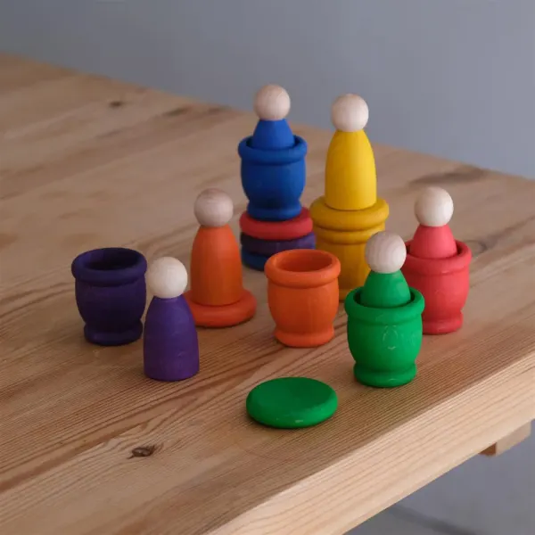 Grapat - Wooden Nins (Peg People) , Mates (Cups) & Coins