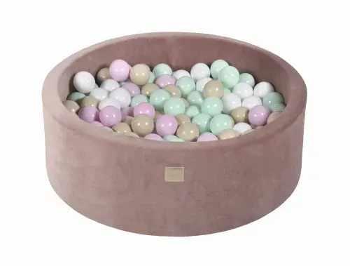 MeowBaby® Boho Pastels Velvet Beige Round Ball Pit +200 Balls