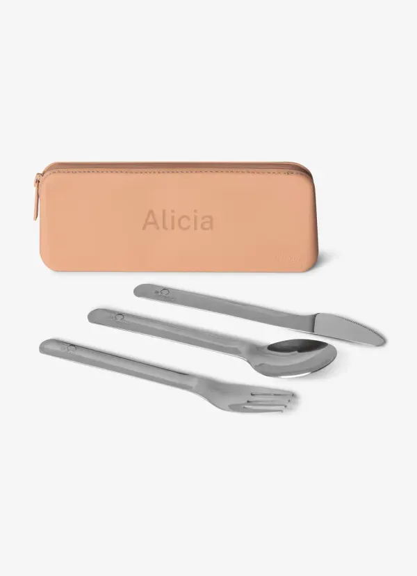 CITRON Stainless Steel Cutlery Set with Pouch - Blush Pink