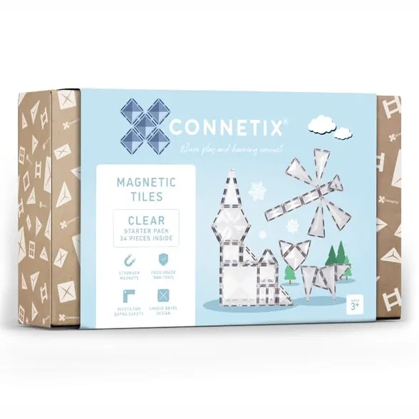 Connetix Magnetic Tiles - 34 Piece Starter Pack - Clear Connetix Magnetic Tiles - 34 Piece Starter Pack - Clear