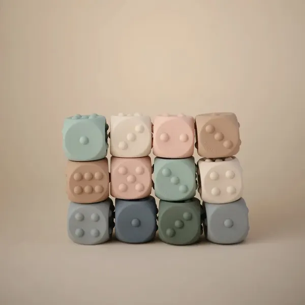 Mushie Dice Pop-It Press Toy (2 pack) Blush/Shifting Sands 2