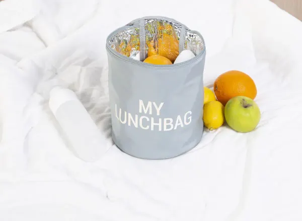 Childhome - My Lunchbag - With Insulation Lining - Grey with off white print 2