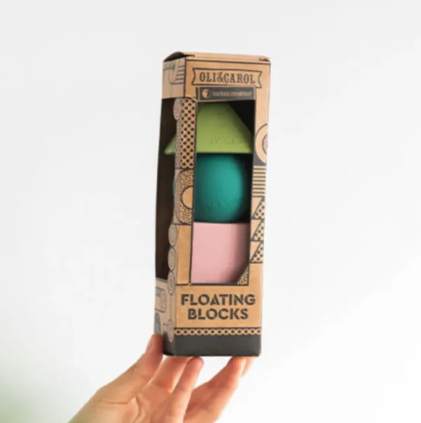 Oli & Carol x Bauhaus Movement Floating Blocks (Teether & Bath Toy) soft colours 2