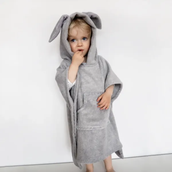 MAYLILY Bamboo Poncho Bunny Towel Grey 2