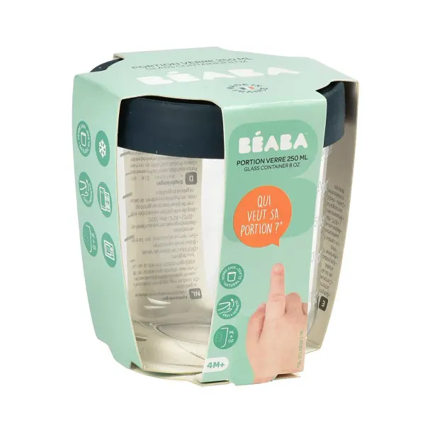 BEABA Glass Food Jar in Light Mist Grey (250 ml) 2