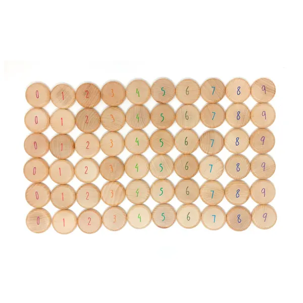 Grapat Big Wooden Coins to Count - 60 Piece Set (Count, Pretend Play, Build) 2