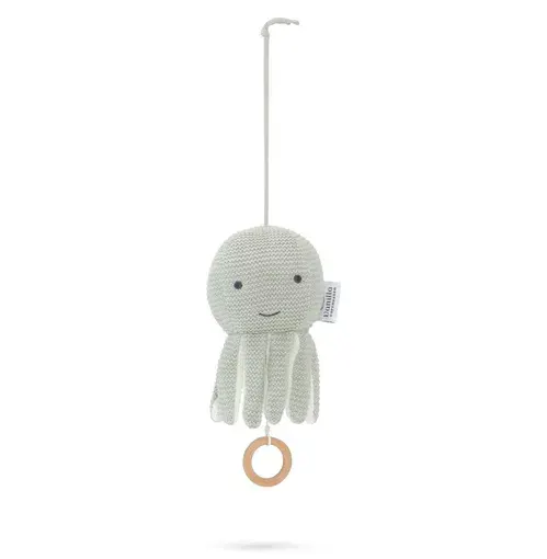 Vanilla Copenhagen Music Mobile Octopus - Organic - Aqua Grey 20cm