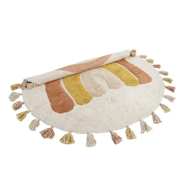 Nattiot Rainbow Machine Washable Cotton Children's Rug with pompom's TOFFEE 2