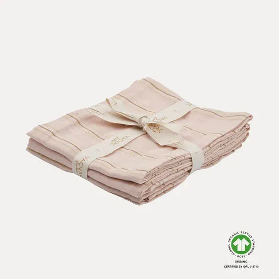 VAC VAC Studio - Organic GOTS certified Muslin Cloths - 3 Pack - Peach Blush