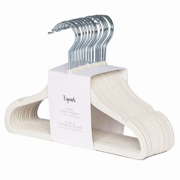 3 Sprouts cream velvet non slip hangers (15 per set)