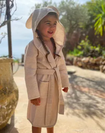 Vanilla Copenhagen - Vanilla Waffle - Hooded Bathrobe - size 2 - 4 Oeko Tex 2