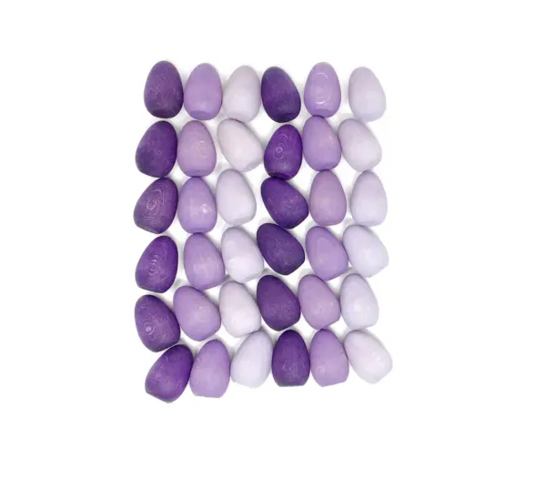 Grapat 36 Piece Mandala Wooden Eggs - Purple Tones