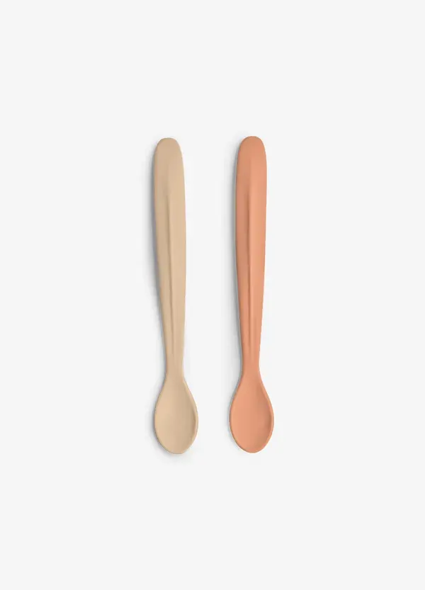 CITRON - Ergonomic Silicone feeding Spoon - Set of 2 - Beige & Blush