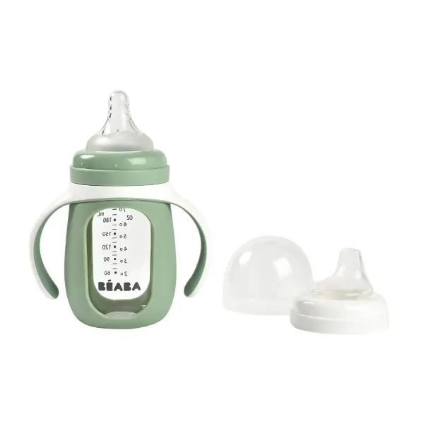 BEABA Glass Bottle + Silicone Sleeve - Sage Green