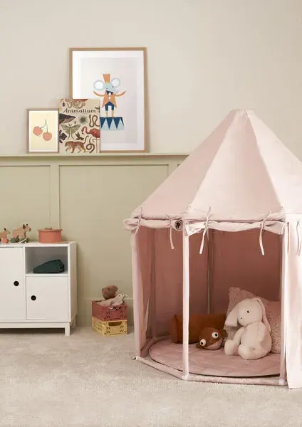 Kids Concept Pavilion Tent with Round Cotton Playmat Blush Pink 2