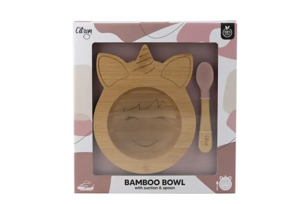 CITRON Unicorn Blush Bamboo Plate & Spoon with Suction 2